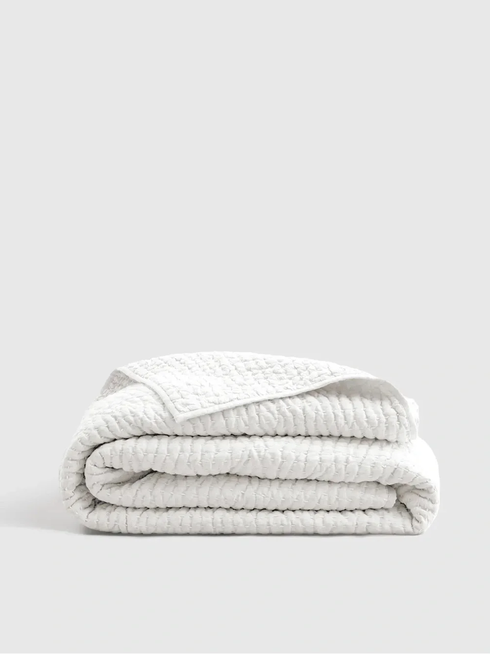 NEW Quince QUEEN White European Linen Cotton Stitch Quilt $149 JUST REDUCED